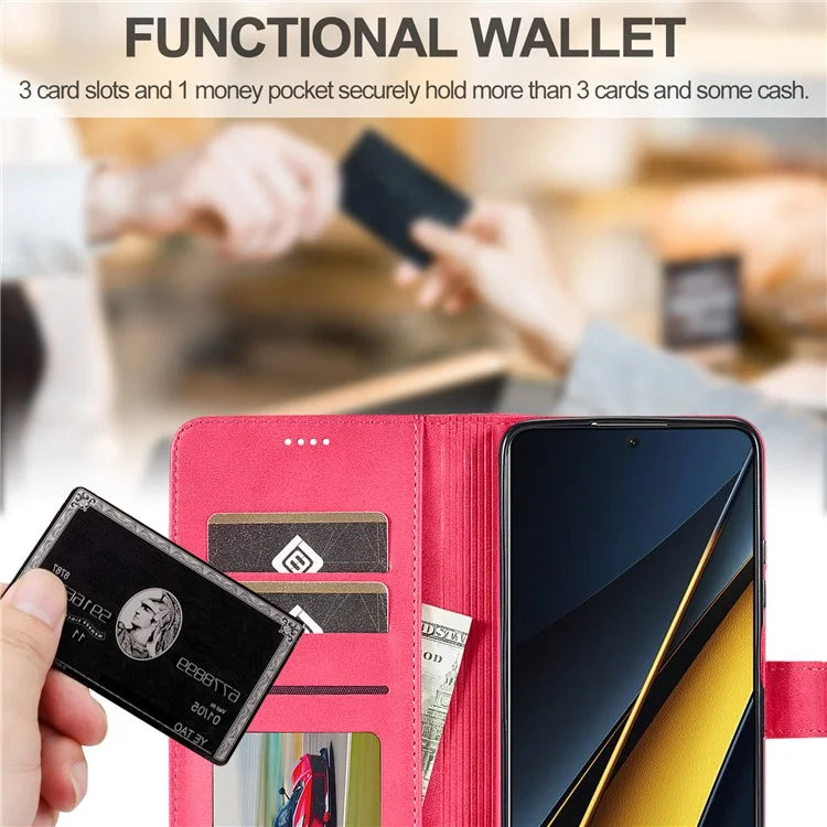 LC.IMEEKE For Xiaomi Poco X6 Pro 5G / Redmi K70E 5G Case Calf Texture Leather Wallet Flip Phone Cover