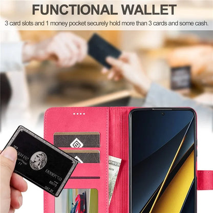 LC.IMEEKE For Xiaomi Poco X6 Pro 5G / Redmi K70E 5G Case Calf Texture Leather Wallet Flip Phone Cover