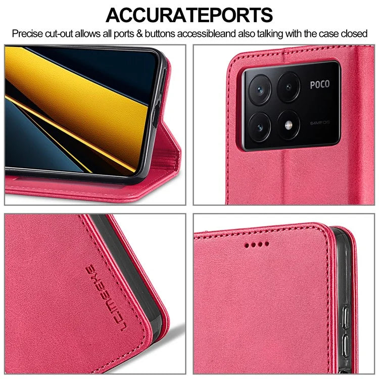 LC.IMEEKE For Xiaomi Poco X6 Pro 5G / Redmi K70E 5G Case Calf Texture Leather Wallet Flip Phone Cover