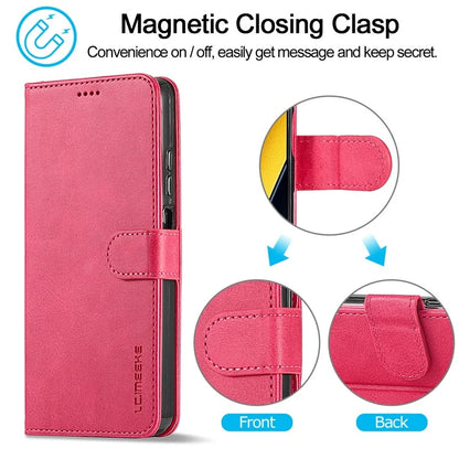 LC.IMEEKE For Xiaomi Poco X6 Pro 5G / Redmi K70E 5G Case Calf Texture Leather Wallet Flip Phone Cover