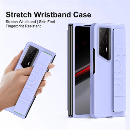 For Honor Magic V2 RSR Porsche Design Case Wristband Rubberized Hard PC Phone Cover