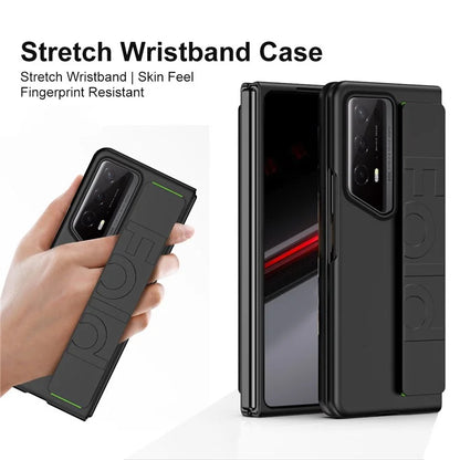 For Honor Magic V2 RSR Porsche Design Case Wristband Rubberized Hard PC Phone Cover