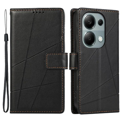 DF-06 For Xiaomi Redmi Note 13 Pro 4G / Poco M6 Pro 4G Case Line Imprinted Leather Phone Cover
