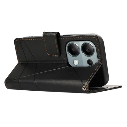 DF-06 For Xiaomi Redmi Note 13 Pro 4G / Poco M6 Pro 4G Case Line Imprinted Leather Phone Cover