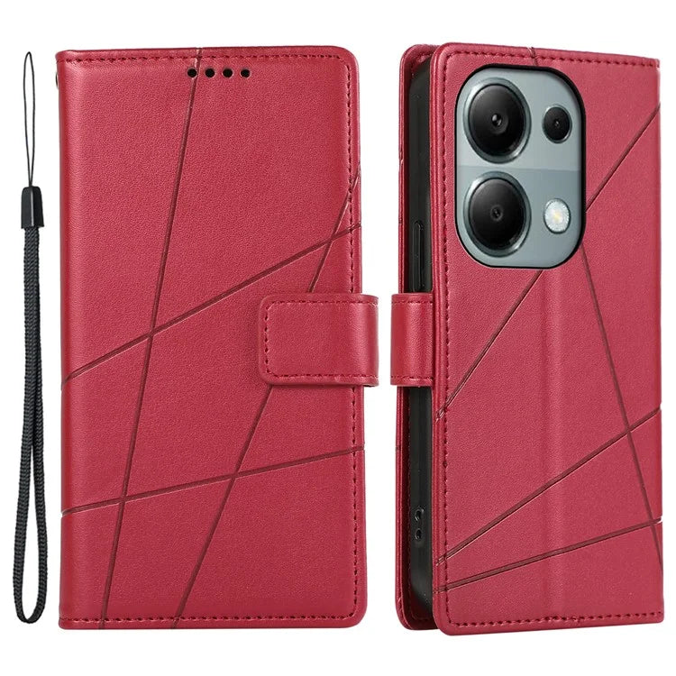 DF-06 For Xiaomi Redmi Note 13 Pro 4G / Poco M6 Pro 4G Case Line Imprinted Leather Phone Cover