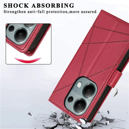 DF-06 For Xiaomi Redmi Note 13 Pro 4G / Poco M6 Pro 4G Case Line Imprinted Leather Phone Cover