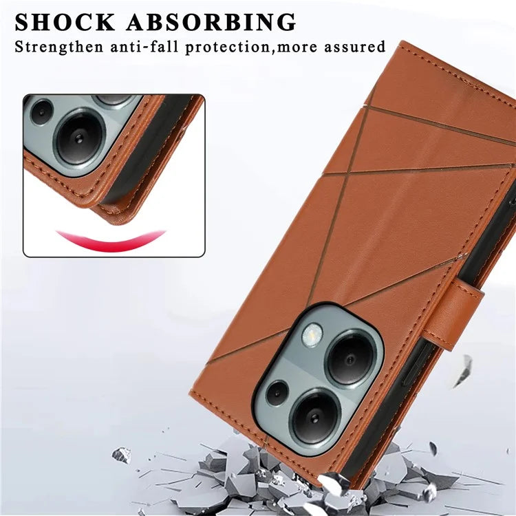 DF-06 For Xiaomi Redmi Note 13 Pro 4G / Poco M6 Pro 4G Case Line Imprinted Leather Phone Cover