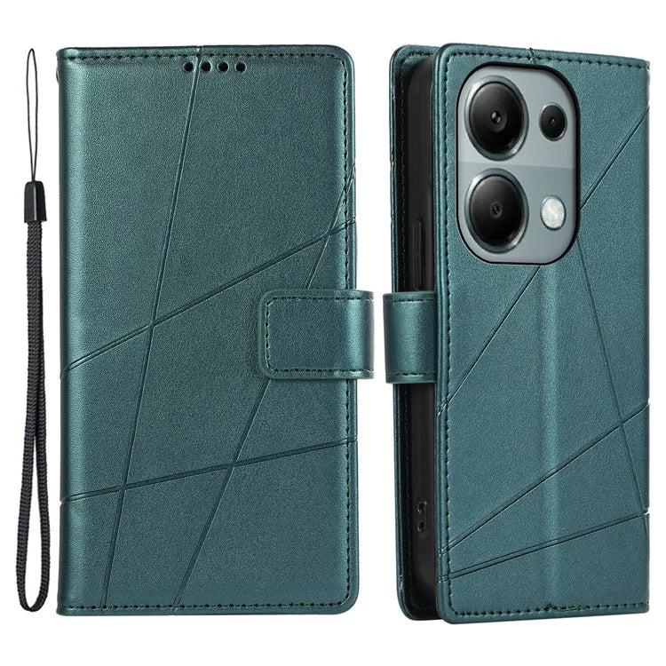 DF-06 For Xiaomi Redmi Note 13 Pro 4G / Poco M6 Pro 4G Case Line Imprinted Leather Phone Cover