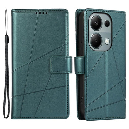 DF-06 For Xiaomi Redmi Note 13 Pro 4G / Poco M6 Pro 4G Case Line Imprinted Leather Phone Cover