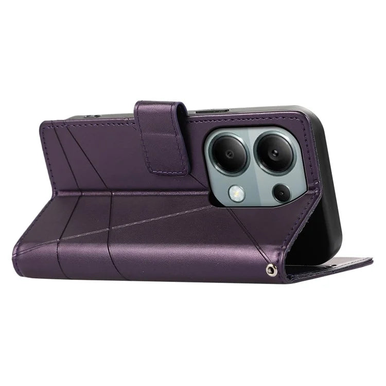 DF-06 For Xiaomi Redmi Note 13 Pro 4G / Poco M6 Pro 4G Case Line Imprinted Leather Phone Cover