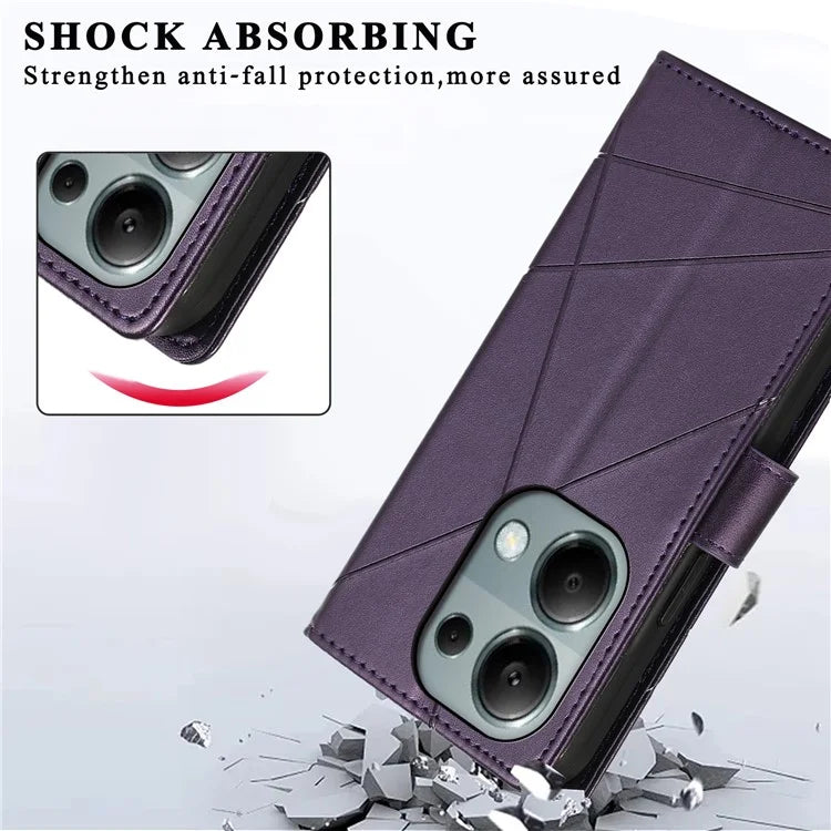 DF-06 For Xiaomi Redmi Note 13 Pro 4G / Poco M6 Pro 4G Case Line Imprinted Leather Phone Cover