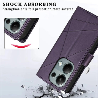 DF-06 For Xiaomi Redmi Note 13 Pro 4G / Poco M6 Pro 4G Case Line Imprinted Leather Phone Cover