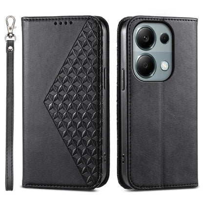For Xiaomi Redmi Note 13 Pro 4G Case PU Leather Rhombus Imprinted Pattern Wallet Phone Cover