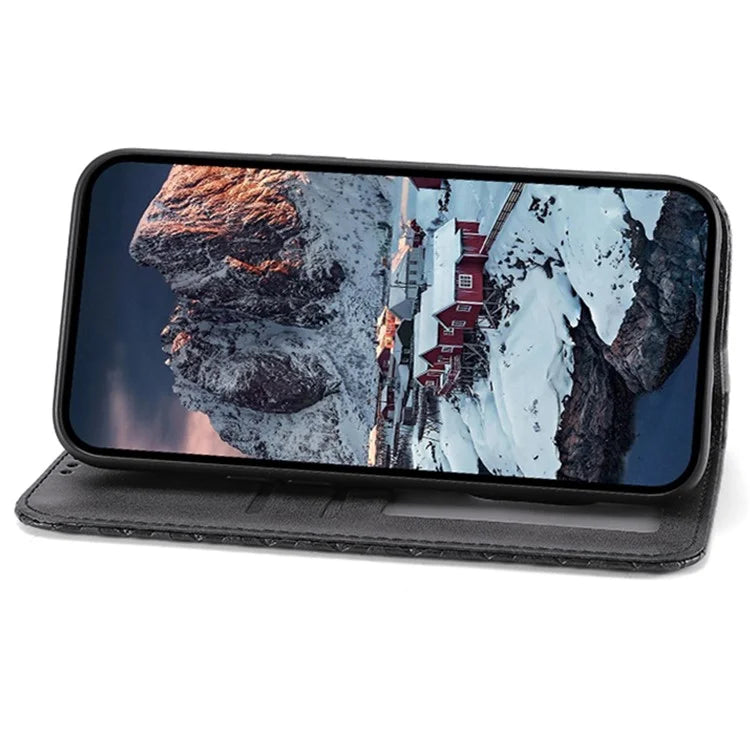 For Xiaomi Redmi Note 13 Pro 4G Case PU Leather Rhombus Imprinted Pattern Wallet Phone Cover