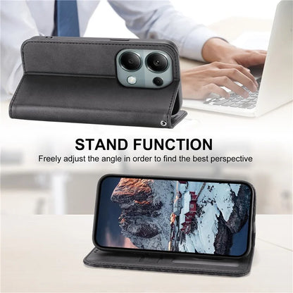 For Xiaomi Redmi Note 13 Pro 4G Case PU Leather Rhombus Imprinted Pattern Wallet Phone Cover