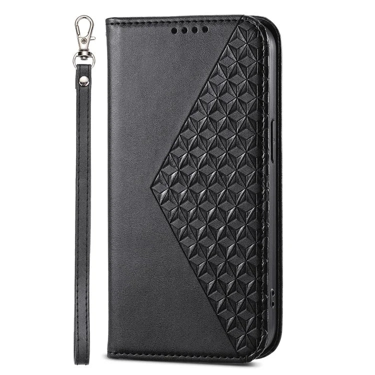 For Xiaomi Redmi Note 13 Pro 4G Case PU Leather Rhombus Imprinted Pattern Wallet Phone Cover