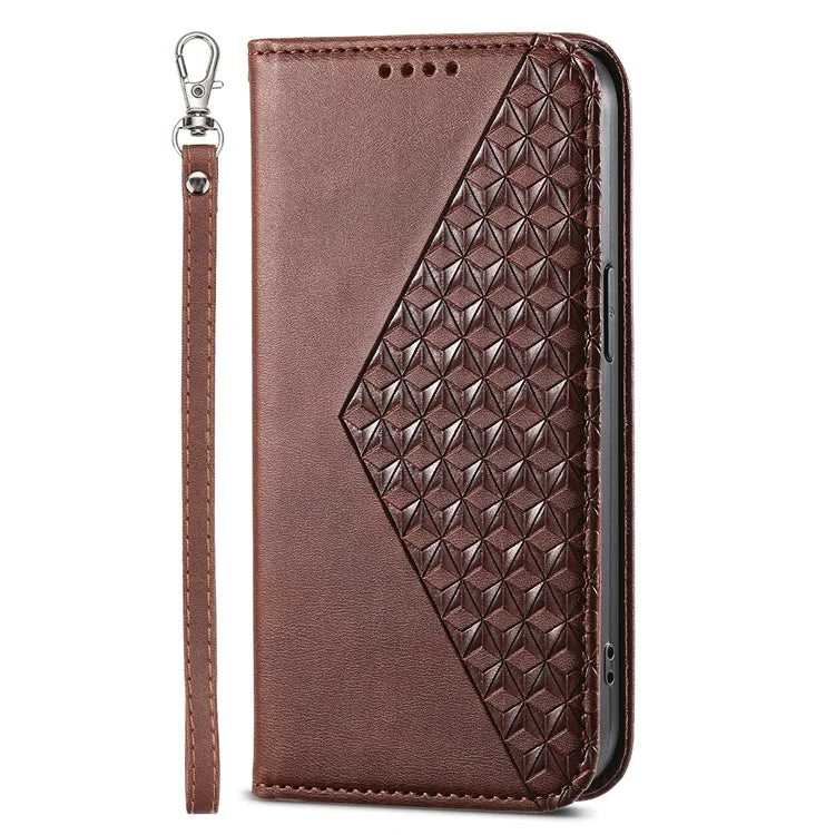 For Xiaomi Redmi Note 13 Pro 4G Case PU Leather Rhombus Imprinted Pattern Wallet Phone Cover