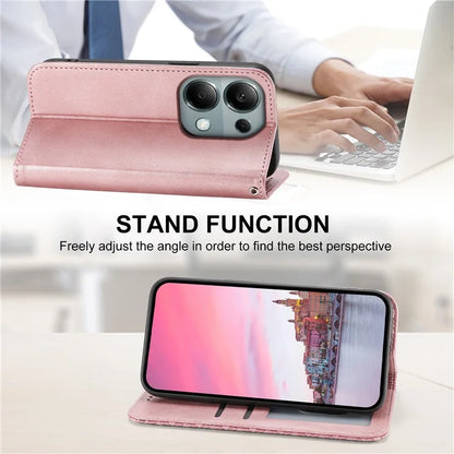 For Xiaomi Redmi Note 13 Pro 4G Case PU Leather Rhombus Imprinted Pattern Wallet Phone Cover