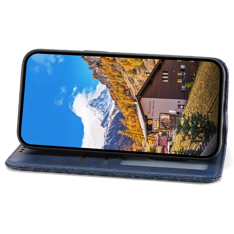 For Xiaomi Redmi Note 13 Pro 4G Case PU Leather Rhombus Imprinted Pattern Wallet Phone Cover