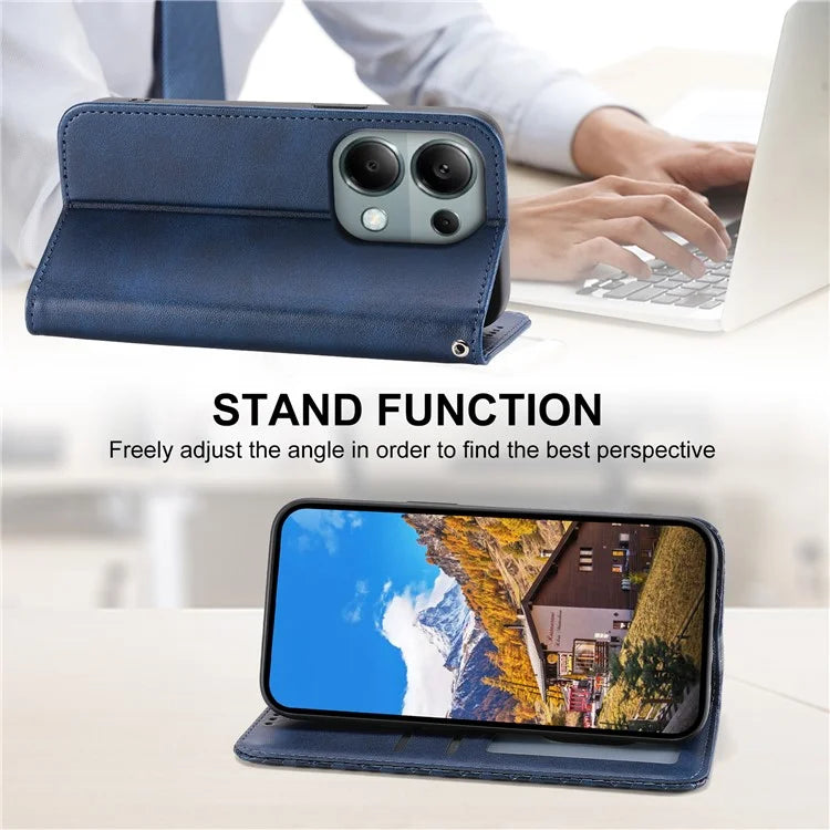For Xiaomi Redmi Note 13 Pro 4G Case PU Leather Rhombus Imprinted Pattern Wallet Phone Cover
