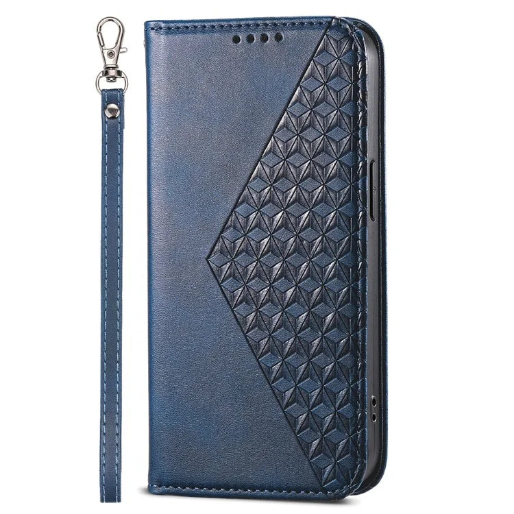 For Xiaomi Redmi Note 13 Pro 4G Case PU Leather Rhombus Imprinted Pattern Wallet Phone Cover