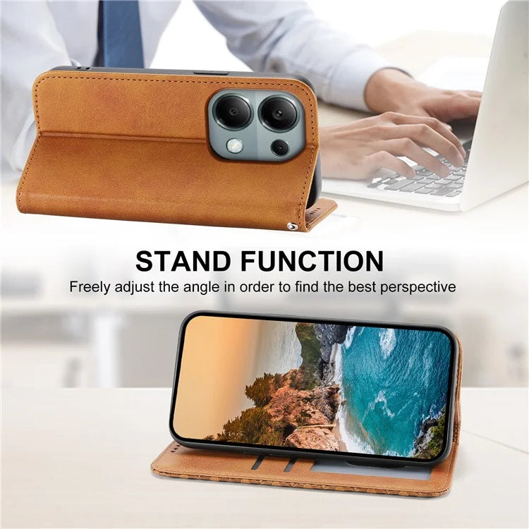 For Xiaomi Redmi Note 13 Pro 4G Case PU Leather Rhombus Imprinted Pattern Wallet Phone Cover