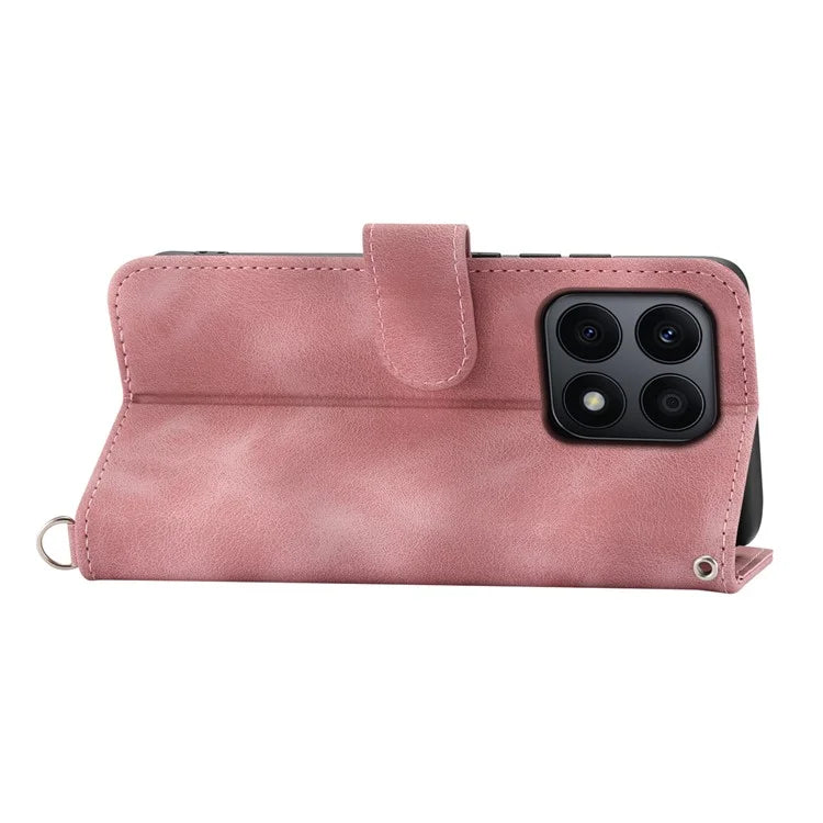 For Honor X8b 4G Wallet Case with Straps Flower Pattern Leather Phone Cover