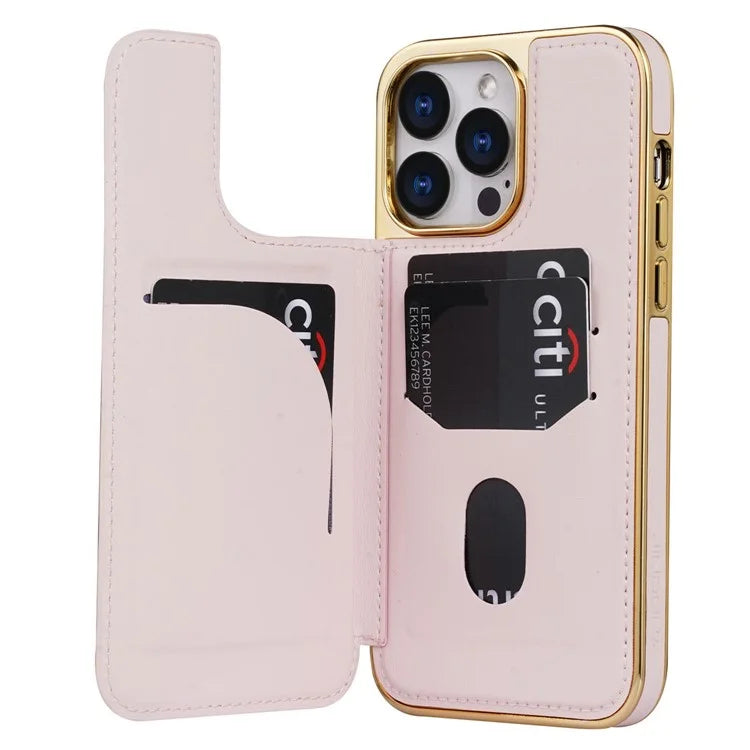 JINDUKA D4 Series for iPhone 15 Pro Max Case Kickstand Card Slots Leather+PC Phone Cover