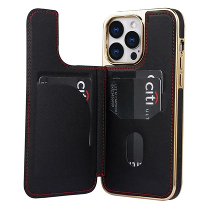 JINDUKA D4 Series for iPhone 15 Pro Max Case Kickstand Card Slots Leather+PC Phone Cover