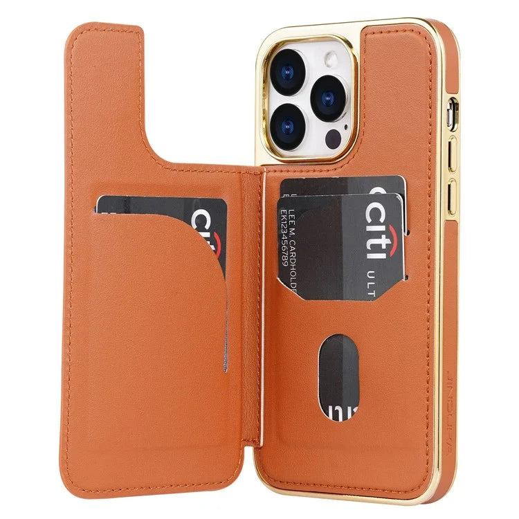 JINDUKA D4 Series for iPhone 14 Pro Max Case Triangle Pattern Leather+PC Phone Cover