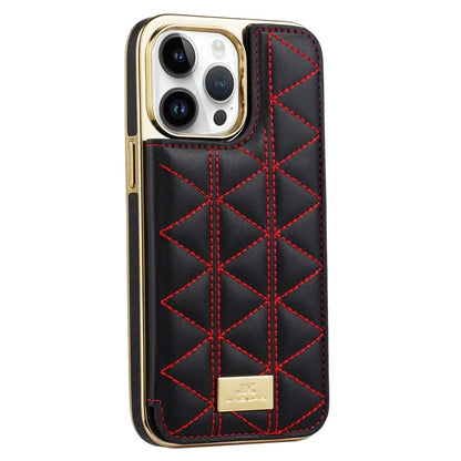 JINDUKA D4 Series for iPhone 14 Pro Max Case Triangle Pattern Leather+PC Phone Cover