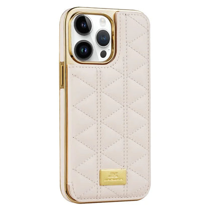 JINDUKA D4 Series for iPhone 14 Pro Max Case Triangle Pattern Leather+PC Phone Cover