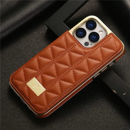 JINDUKA D4 Series for iPhone 14 Pro Max Case Triangle Pattern Leather+PC Phone Cover