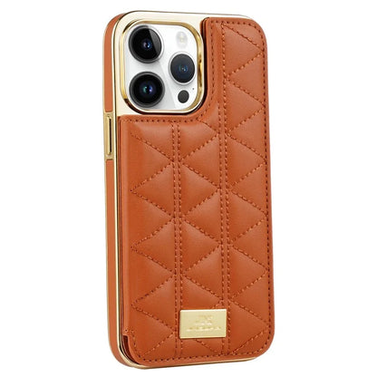 JINDUKA D4 Series for iPhone 13 Pro Case Card Slots Leather Coated PC Phone Cover Stitching Triangle