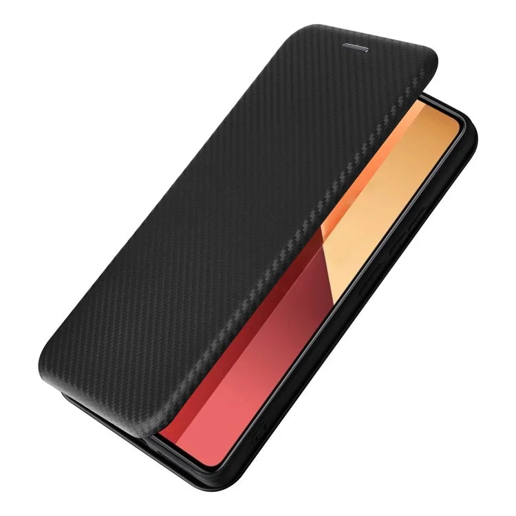 For Xiaomi Redmi Note 13 Pro 4G / Poco M6 Pro 4G Case Carbon Fiber Texture PU Leather Phone Cover