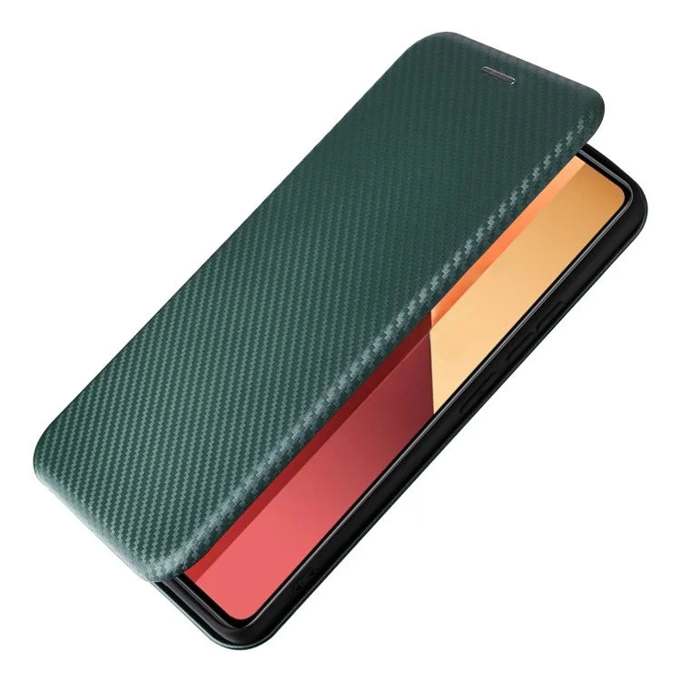 For Xiaomi Redmi Note 13 Pro 4G / Poco M6 Pro 4G Case Carbon Fiber Texture PU Leather Phone Cover