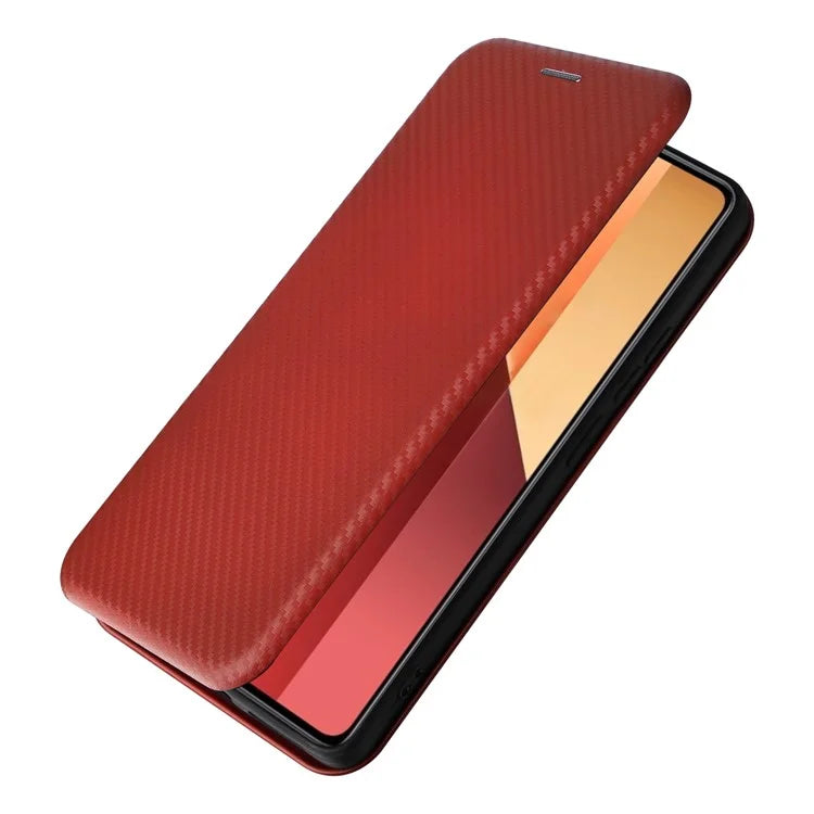 For Xiaomi Redmi Note 13 Pro 4G / Poco M6 Pro 4G Case Carbon Fiber Texture PU Leather Phone Cover