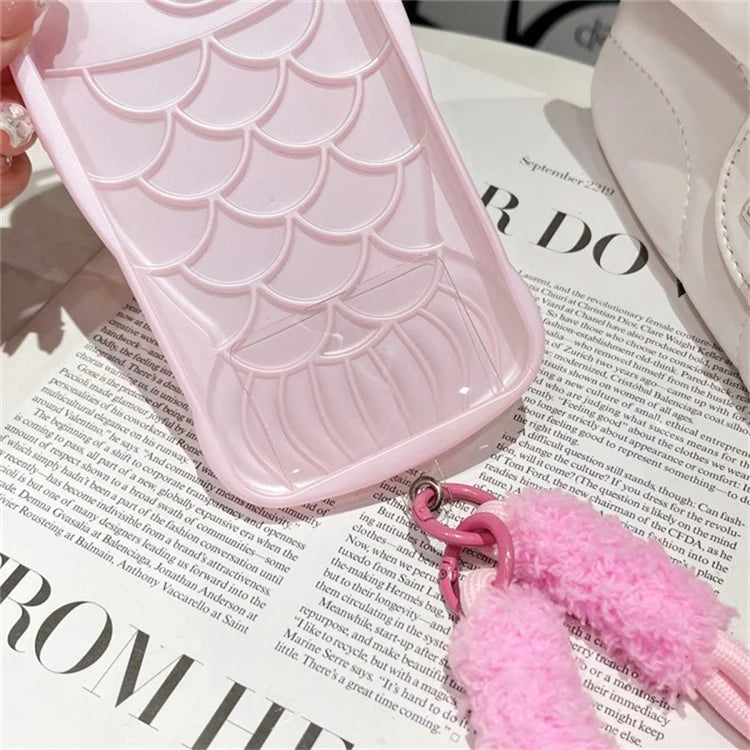 For iPhone 14 Pro Max TPU Case Fish Scale Pattern Anti-Drop Slim Phone Cover with Strap