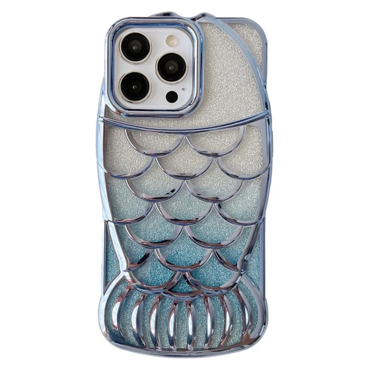 For iPhone 13 Pro Case Sparkly Soft TPU Fish Shape Electroplating Phone Cover