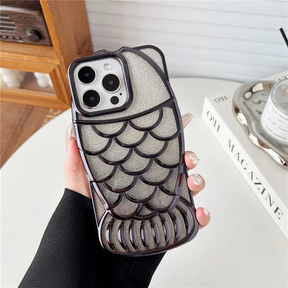For iPhone 13 Pro Case Sparkly Soft TPU Fish Shape Electroplating Phone Cover