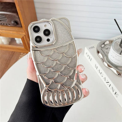 For iPhone 13 Pro Case Sparkly Soft TPU Fish Shape Electroplating Phone Cover
