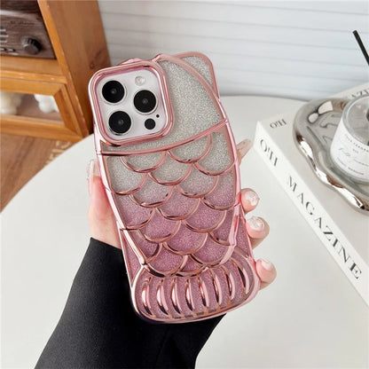 For iPhone 13 Pro Case Sparkly Soft TPU Fish Shape Electroplating Phone Cover