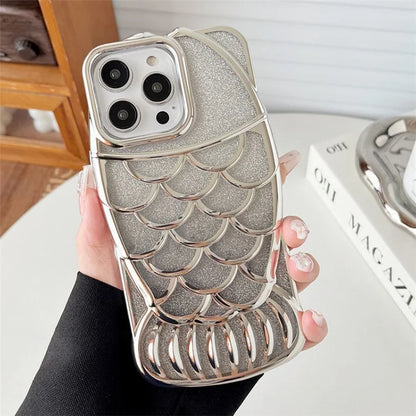 For iPhone 14 Pro Max Case Glitter Fish Shape TPU Electroplating Phone Cover