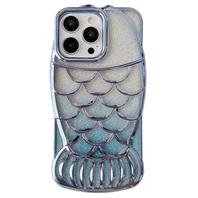 For iPhone 15 Pro Case Electroplating Bling Fish Shape Soft TPU Phone Cover