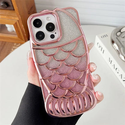 For iPhone 15 Pro Case Electroplating Bling Fish Shape Soft TPU Phone Cover