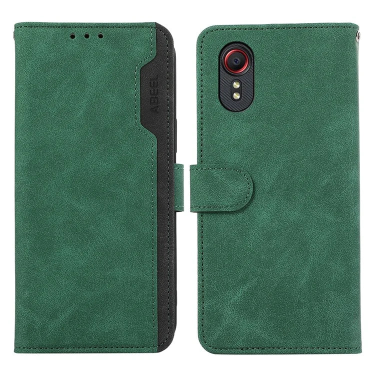 ABEEL For Samsung Galaxy Xcover7 Case Splicing Color Leather Cover RFID Blocking Wallet