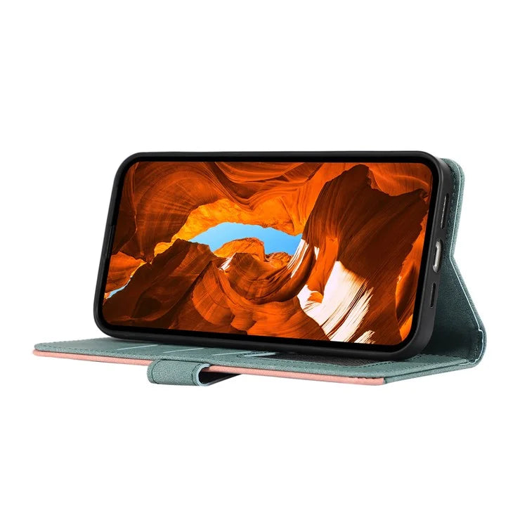 ABEEL For Samsung Galaxy Xcover7 Case Splicing Color Leather Cover RFID Blocking Wallet