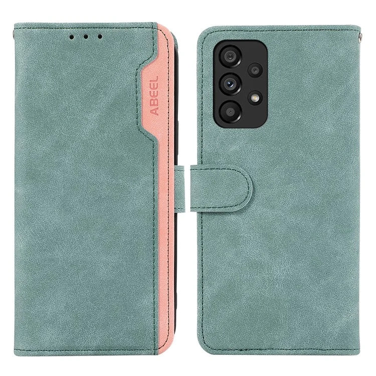 ABEEL For Samsung Galaxy A53 5G Leather Case Color Matching RFID Blocking Wallet Phone Cover