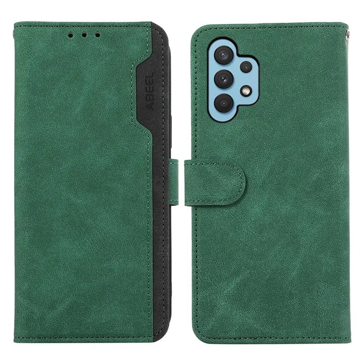 ABEEL For Samsung Galaxy A32 4G (EU Version) Wallet Phone Case PU Leather RFID Blocking Shockproof Phone Cover