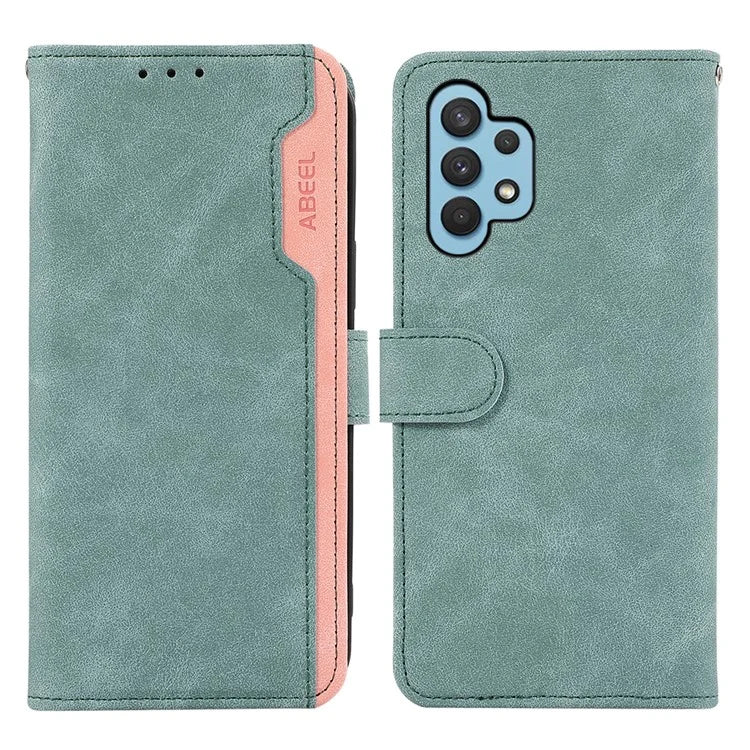 ABEEL For Samsung Galaxy A32 4G (EU Version) Wallet Phone Case PU Leather RFID Blocking Shockproof Phone Cover